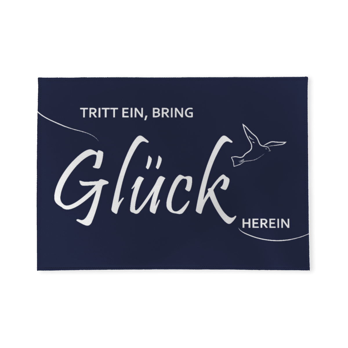 Spruch-Fußmatte Tritt ein, bring Glück herein - Schmutzfangmatte bedruckt Glück blau 70 x 50 cm