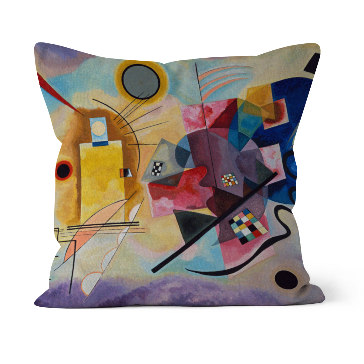 Samtkissenbezug Gelb, rot und blau Kandinsky