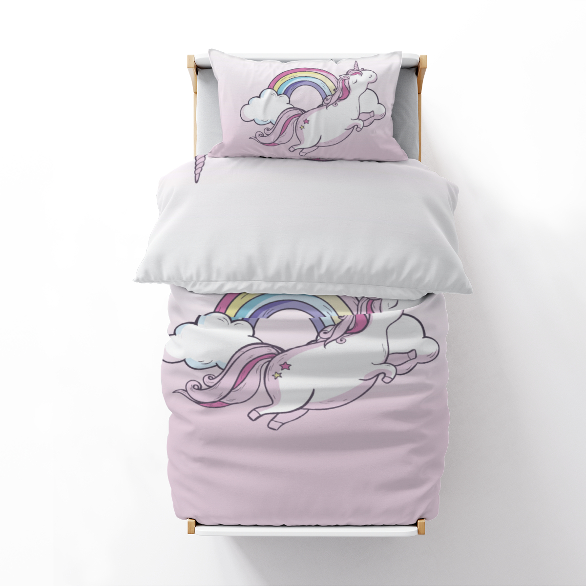 Kinderbettwäsche Einhornwolken Mikrofaser