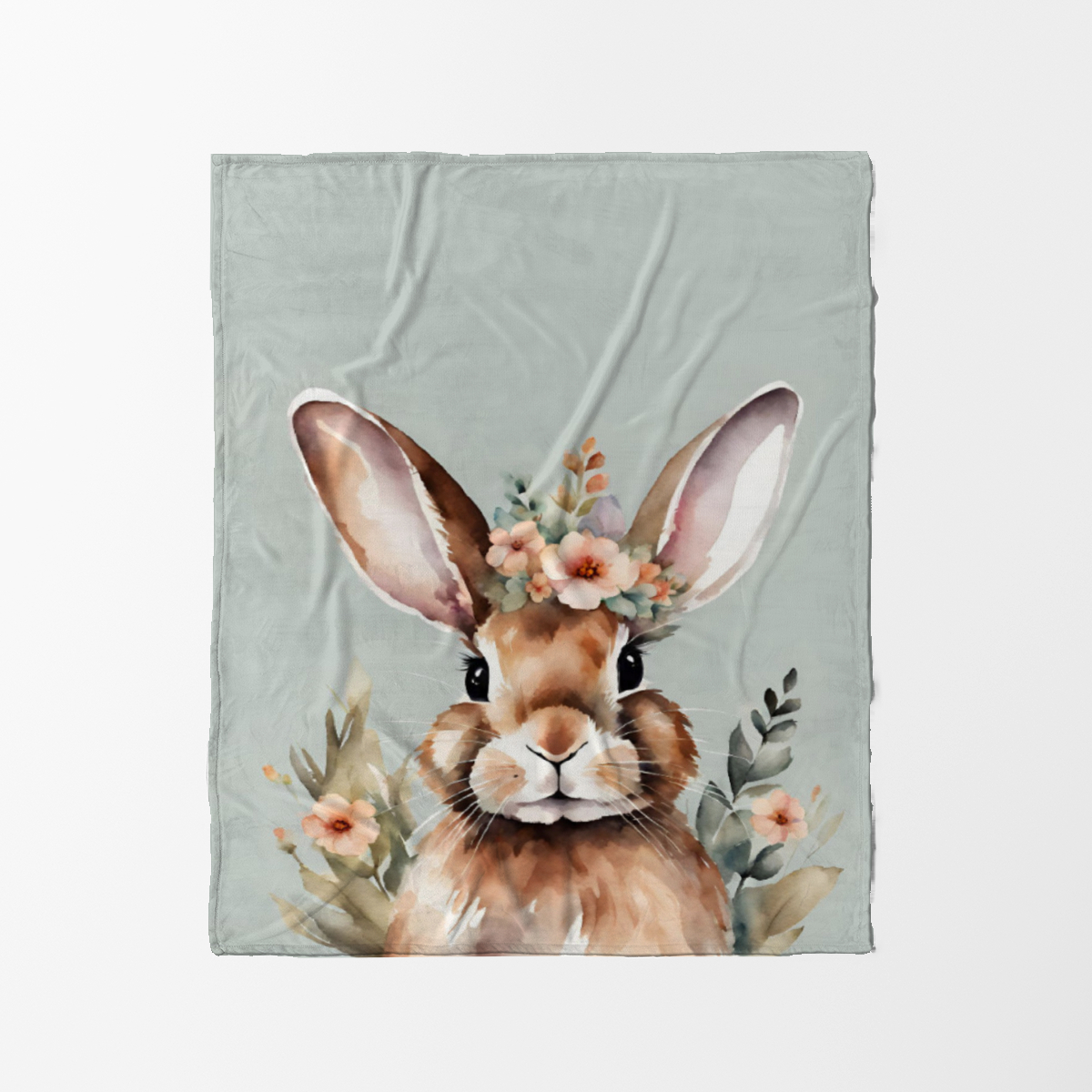 Babydecke Hase mit Blümchen