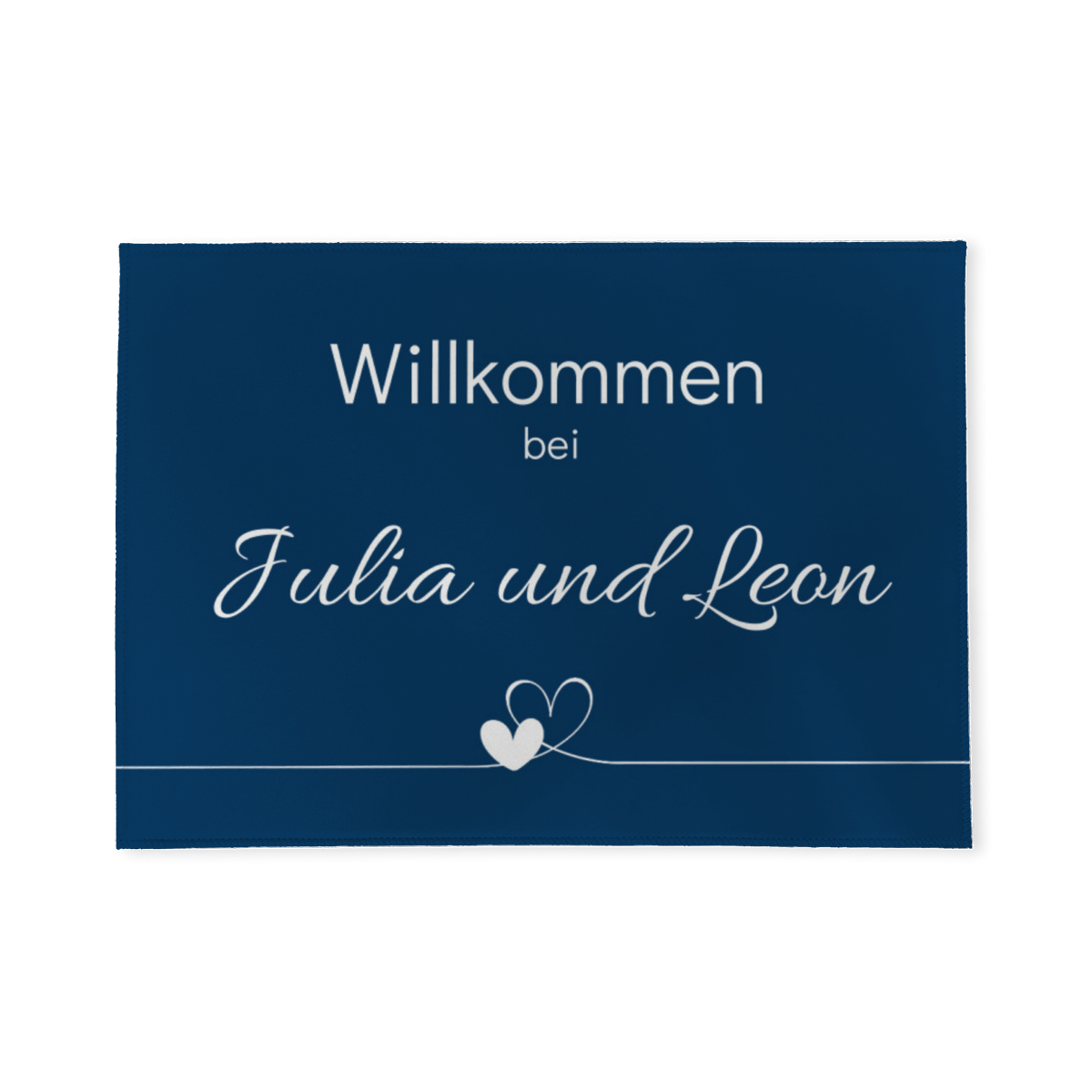 Personalisierte Fußmatte Willkommen Herzen - Geschenk zum Einzug - Fußmatte mit Namen Willkommen Herzen blau 70 x 50 cm