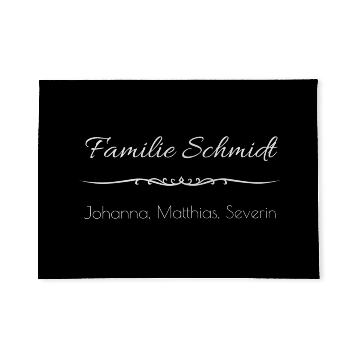 Personalisierte Fußmatte mit Namen - zeitlos elegant - Geschenk Einzug - Fußmatte mit Namen Klassik schwarz 70 x 50 cm