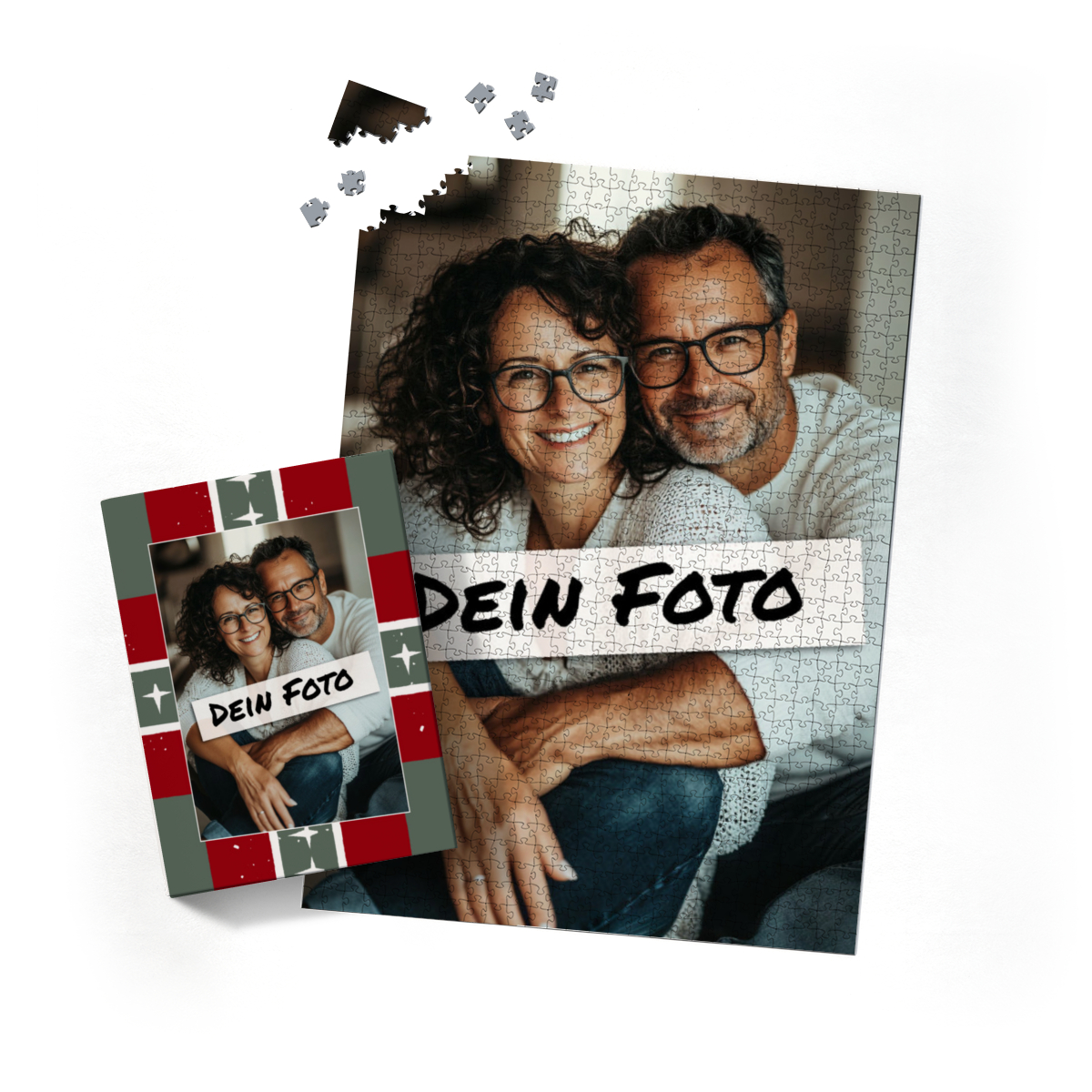 Fotopuzzle mit eigenem Bild - Fotopuzzle selbst gestalten 1000 Teile Hochformat - Schachtel Weihnachten Xmas 1 - 1000 Teile Puzzle mit Foto - Geschenk Weihnachten Xmas1 1000 Teile Hoch