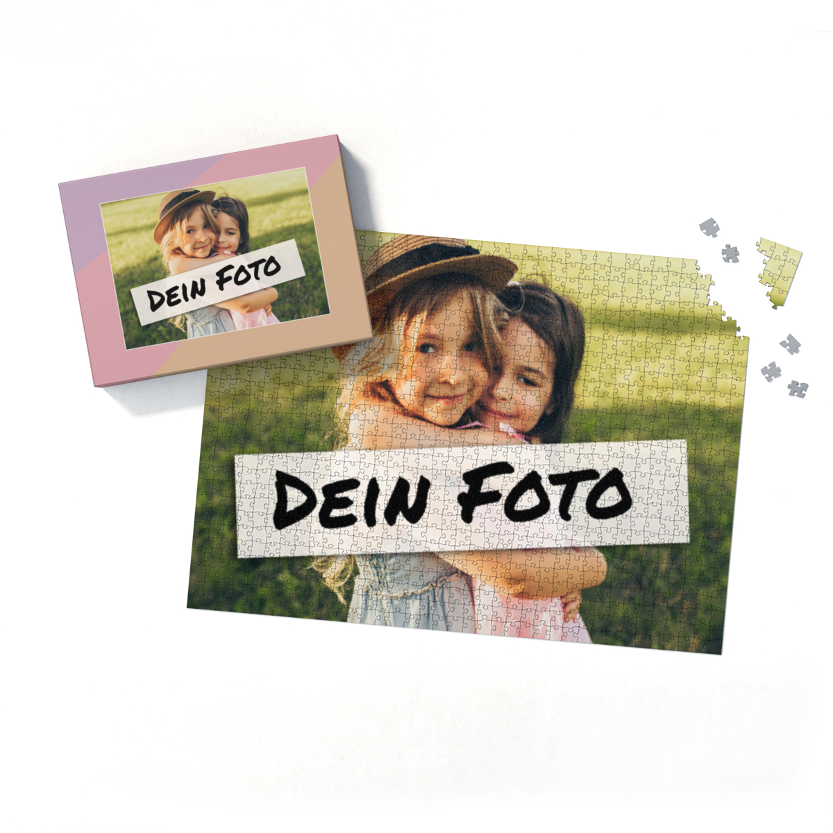 Fotopuzzle mit eigenem Bild - Fotopuzzle selbst gestalten 1000 Teile - Schachtel Pastellfarben - 1000 Teile Puzzle mit Foto - Geschenk Geburtstag Pastell 1000 Teile Quer