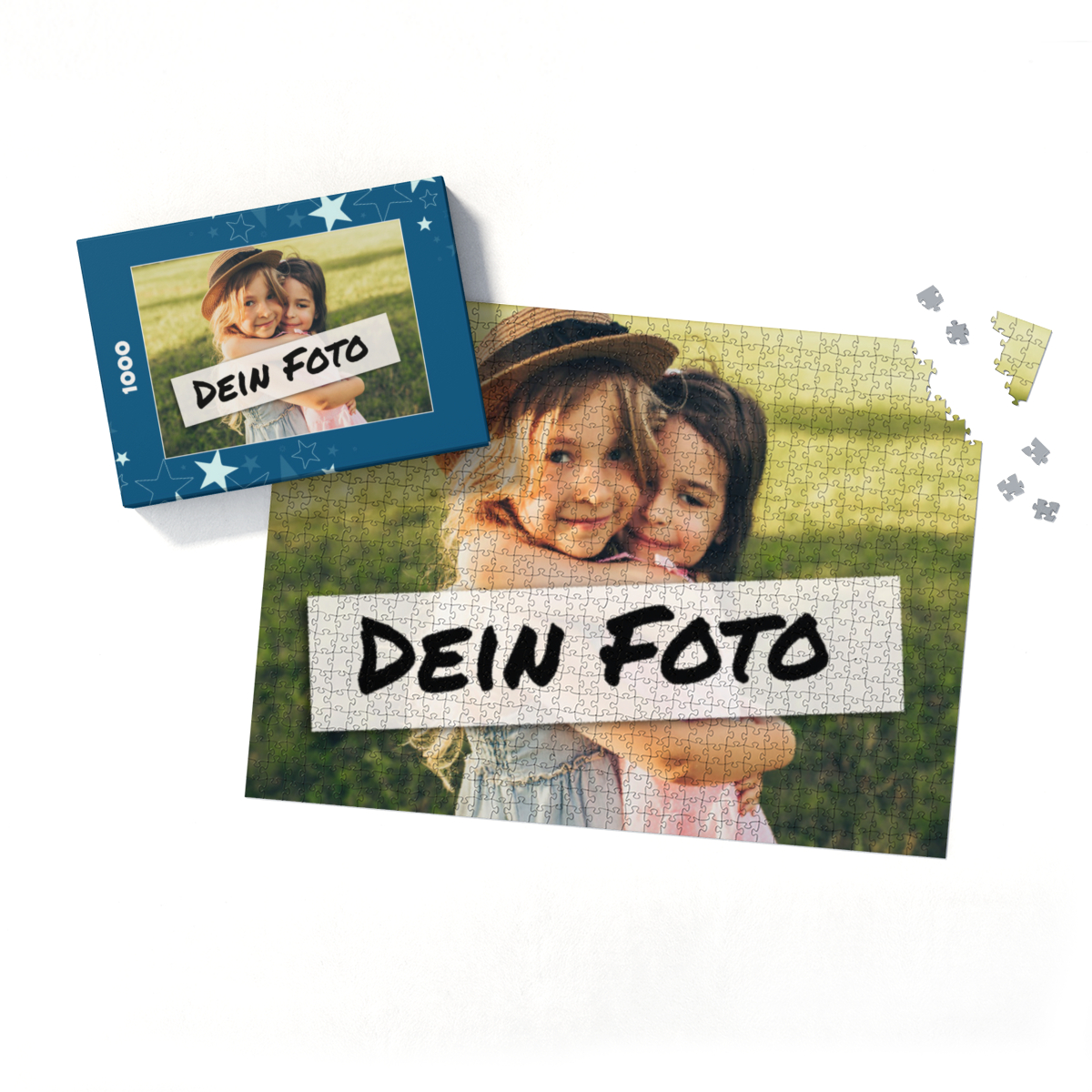 Fotopuzzle mit eigenem Bild - Puzzle selbst gestalten 1000 Teile Querformat - Schachtel Sterne - mit Foto personalisiert - Geschenk Weihnachten