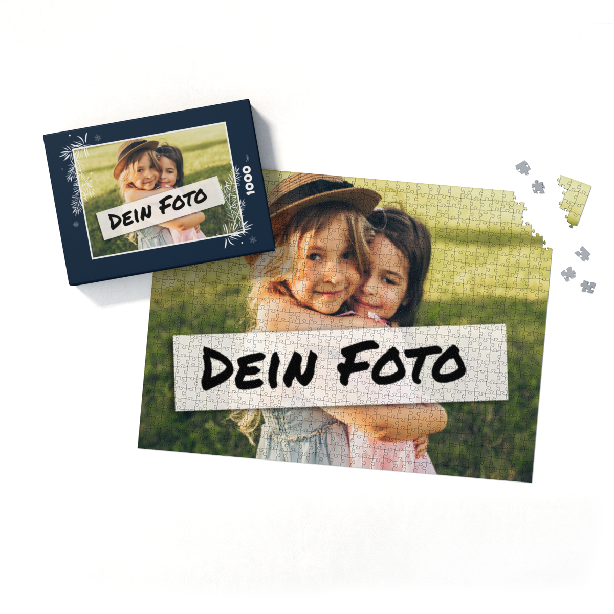 Fotopuzzle mit eigenem Bild - Fotopuzzle selbst gestalten 1000 Teile - Schachtel Weihnachtszweige - 1000 Teile Puzzle mit Foto - Geschenk Weihnachten Weihnachtszweige 1000 Teile Quer