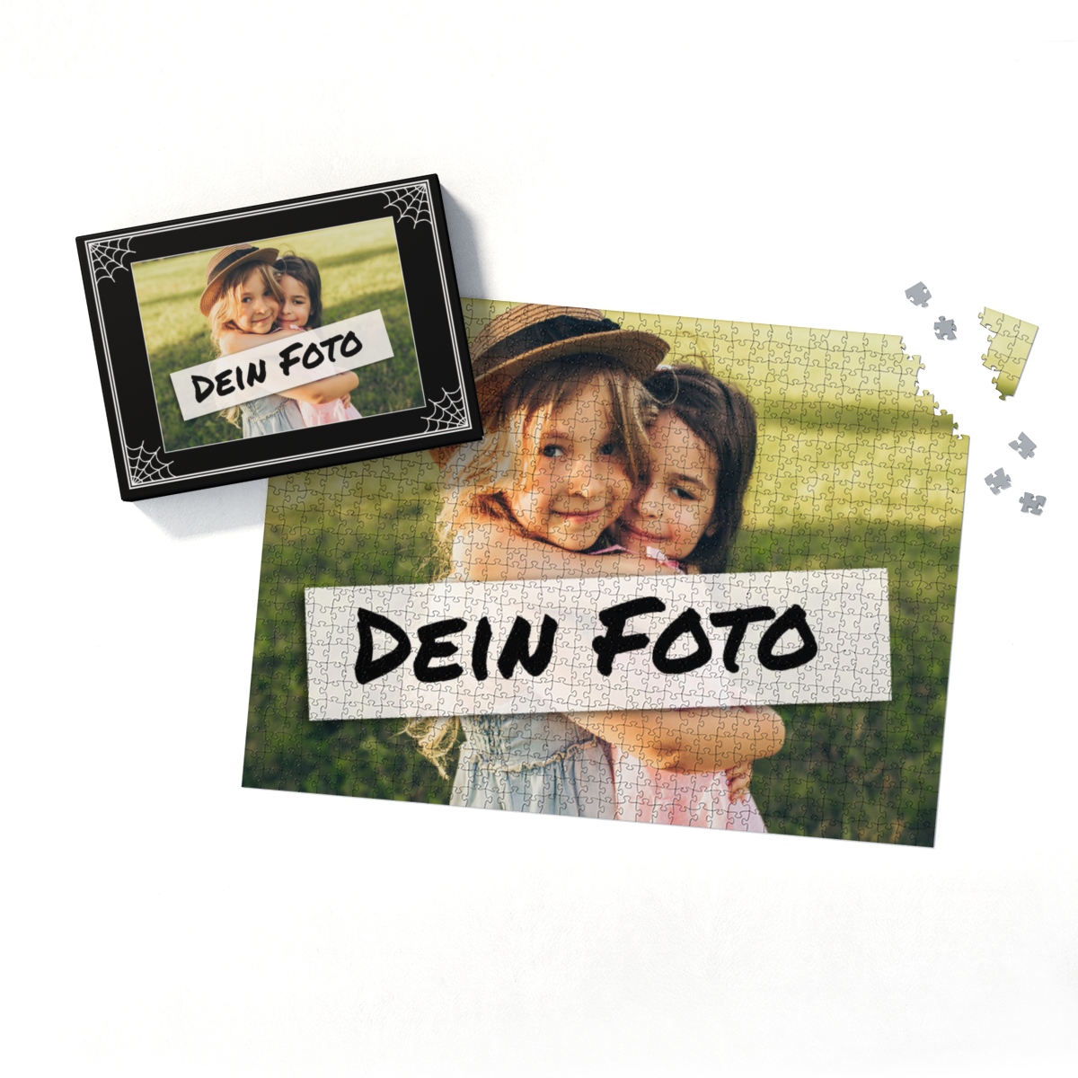 Fotopuzzle mit eigenem Bild - Puzzle selbst gestalten 2000 Teile Schachtel im Spinnendesign - mit Foto personalisiert - Geschenk Geburtstag - Halloween 2000 Teile Quer