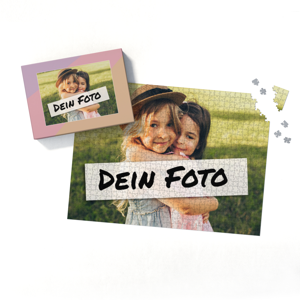 Fotopuzzle mit eigenem Bild - Fotopuzzle selbst gestalten 2000 Teile - Schachtel Pastellfarben - 2000 Teile Puzzle mit Foto - Geschenk Geburtstag Pastell 2000 Teile Quer