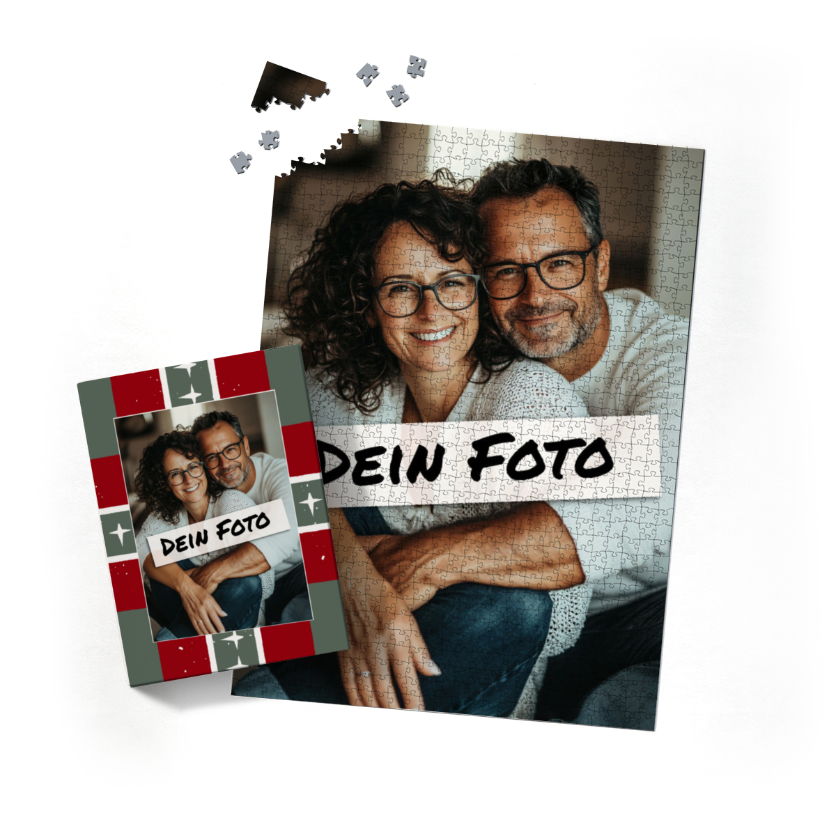 Fotopuzzle mit eigenem Bild - Puzzle selbst gestalten 2000 Teile Hochformat - Schachtel Weihnachten Xmas 1 - mit Foto personalisiert - Geschenk Weihnachten