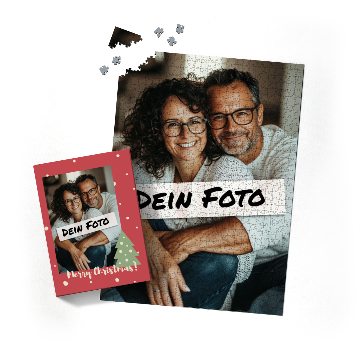 Fotopuzzle mit eigenem Bild - Fotopuzzle selbst gestalten 2000 Teile Hochformat - Schachtel Merry Christmas - 2000 Teile Puzzle mit Foto - Geschenk Weihnachten MerryChristmas 2000 Teile Hoch