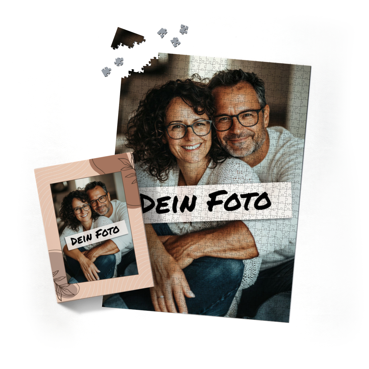 Fotopuzzle mit eigenem Bild - Fotopuzzle selbst gestalten 1000 Teile Hochformat - Schachtel Herbstblätter - 1000 Teile Puzzle mit Foto - Geschenk Geburtstag Herbstblätter 1000 Teile Hoch