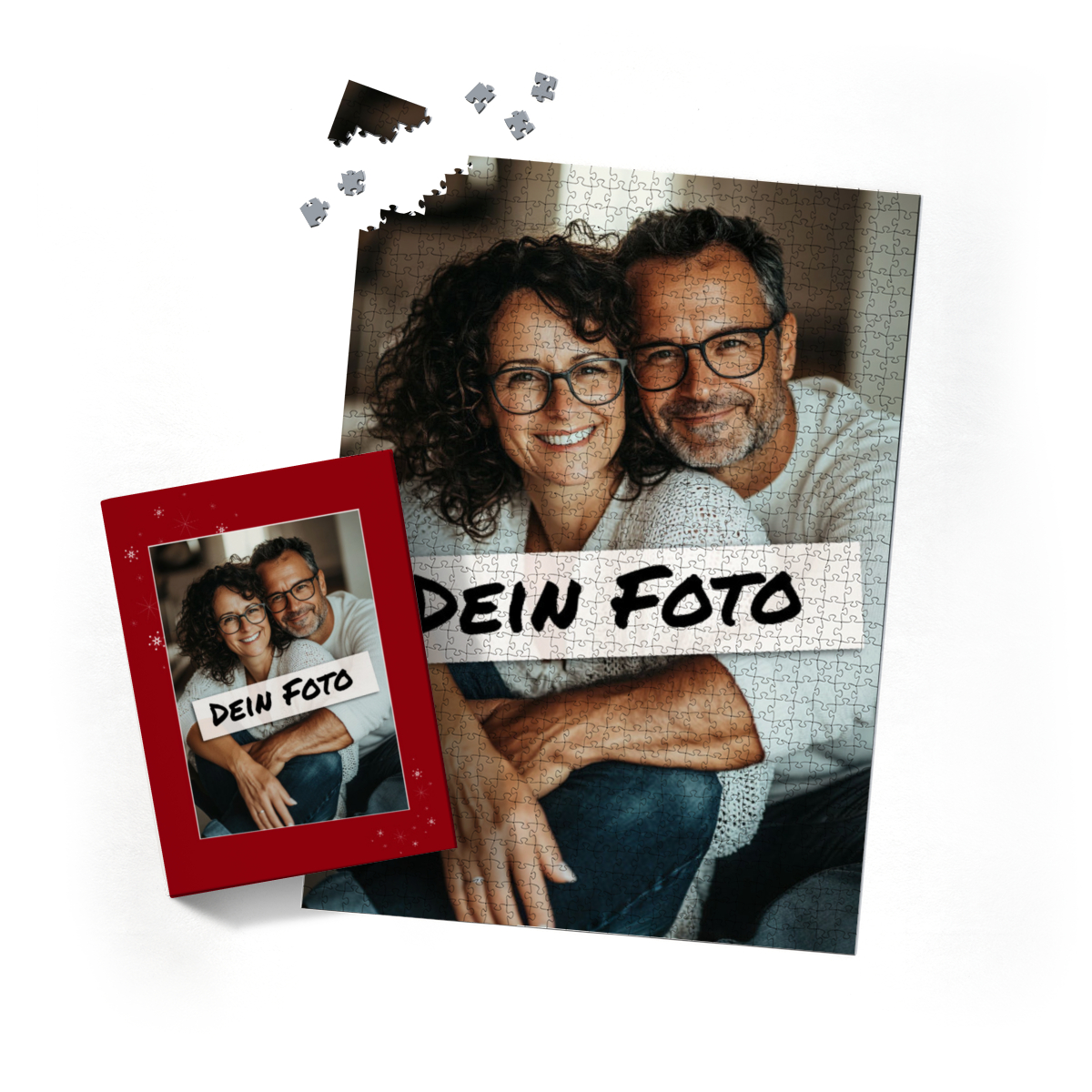 Fotopuzzle mit eigenem Bild - Fotopuzzle selbst gestalten 2000 Teile Hochformat - Schachtel Sternchen rot - 2000 Teile Puzzle mit Foto - Geschenk Weihnachten Sternchen rot 2000 Teile Hoch