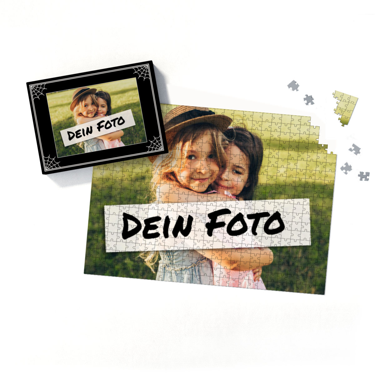 Fotopuzzle 500 Teile personalisiert im Spinnendesign - Schachtel Halloween