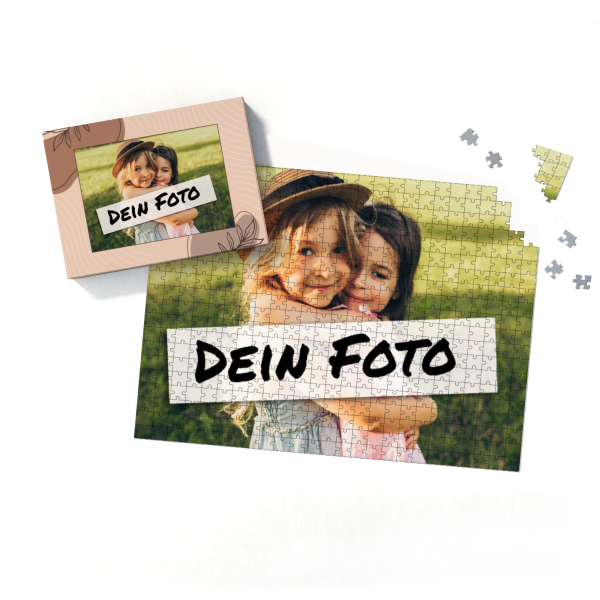 Fotopuzzle mit eigenem Bild - Fotopuzzle selbst gestalten 500 Teile - Schachtel Herbstblätter - 500 Teile Puzzle mit Foto - Geschenk Geburtstag Herbstblätter 500 Teile Quer