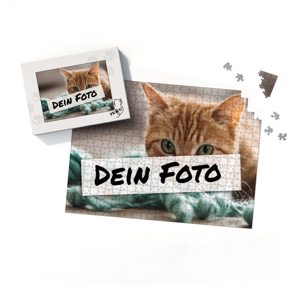 Fotopuzzle 500 Teile personalisiert für Katzenfans - Box Meow
