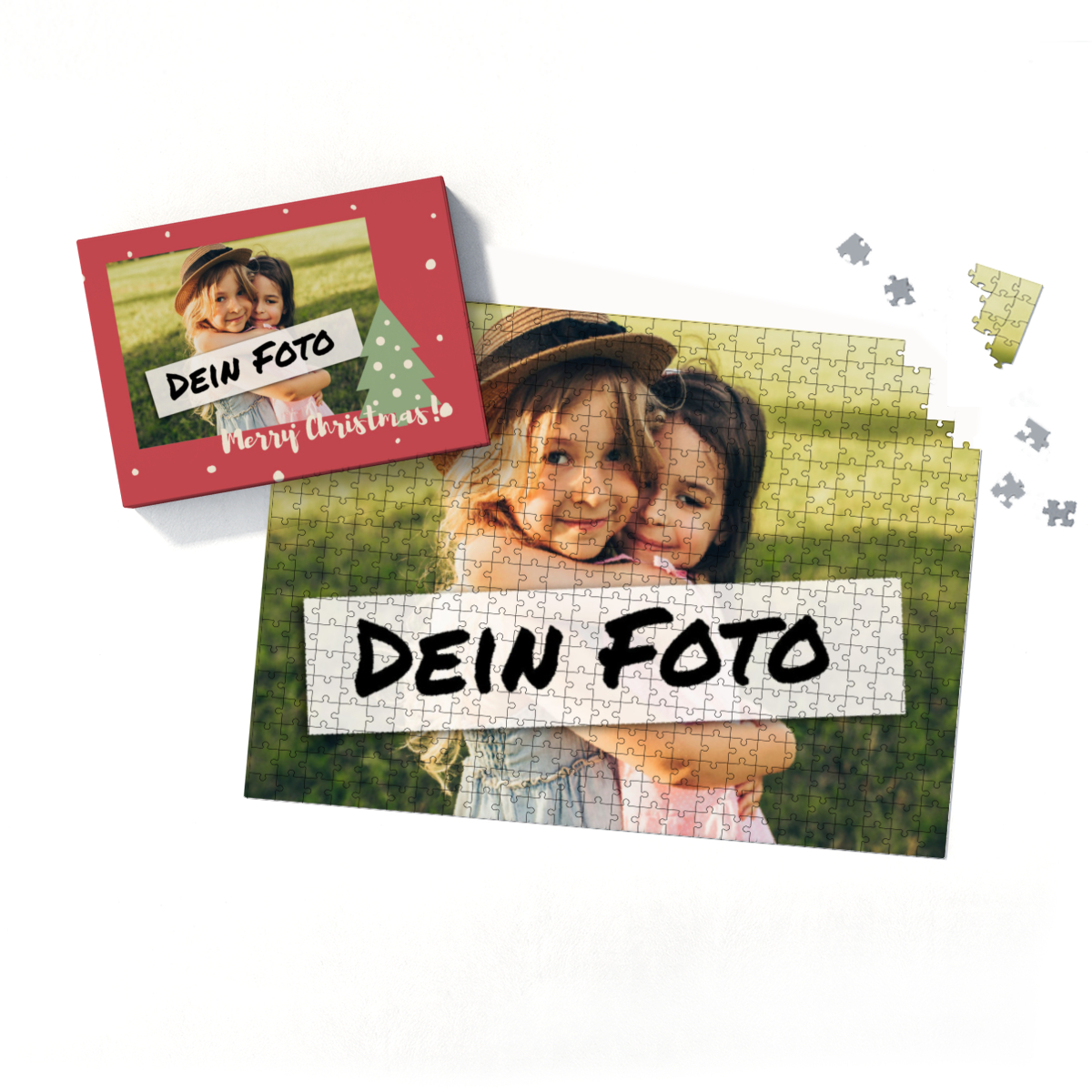 Fotopuzzle mit eigenem Bild - Fotopuzzle selbst gestalten 500 Teile - Schachtel Merry Christmas - 500 Teile Puzzle mit Foto - Geschenk Weihnachten MerryChristmas 500 Teile Quer