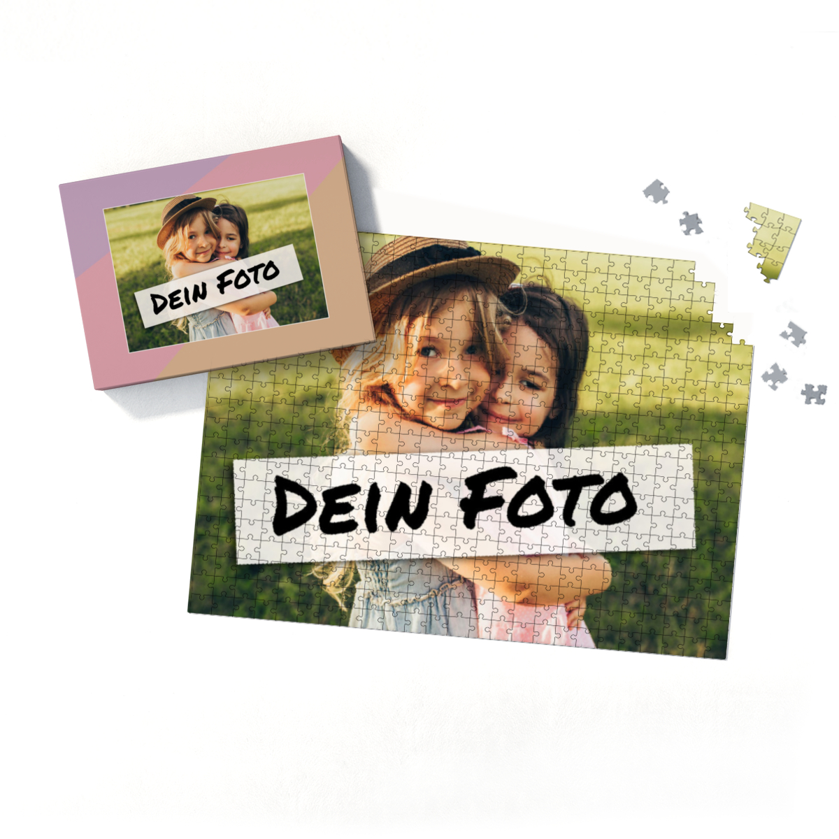 Fotopuzzle mit eigenem Bild - Fotopuzzle selbst gestalten 500 Teile - Schachtel Pastellfarben - 500 Teile Puzzle mit Foto - Geschenk Geburtstag Pastell 500 Teile Quer