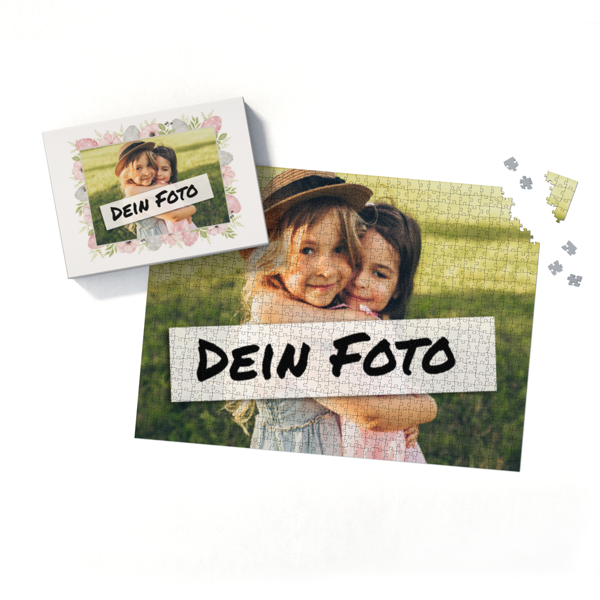 Fotopuzzle mit eigenem Bild - Puzzle selbst gestalten 1000 Teile - Schachtel Osterblumen - Geschenk Ostern Osterblumen 1000 Teile Quer
