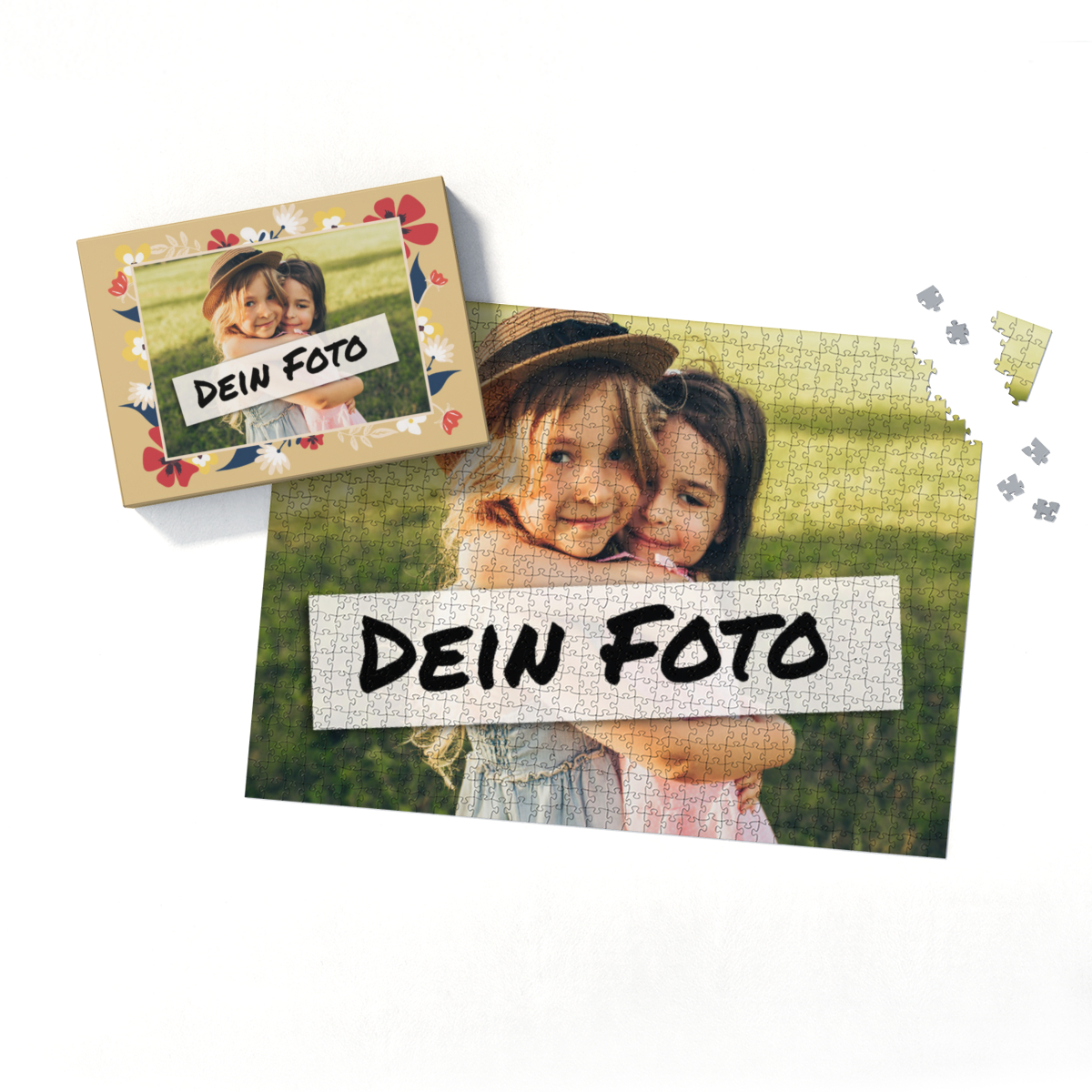 Fotopuzzle mit eigenem Bild - Puzzle selbst gestalten 2000 Teile Querformat - Schachtel Flowers - mit Foto personalisiert - Geschenk Geburtstag, Muttertag