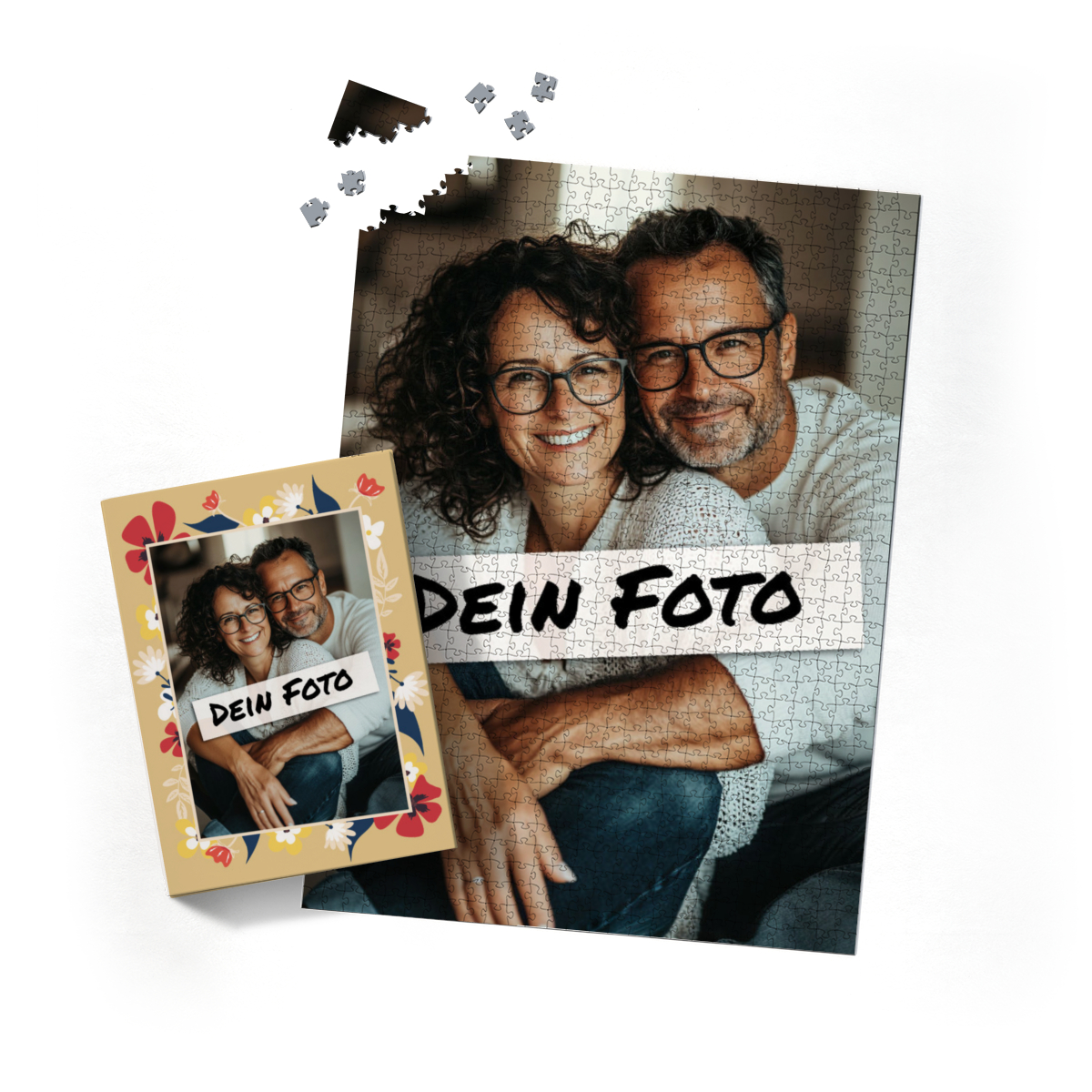 Fotopuzzle mit eigenem Bild - Puzzle selbst gestalten 2000 Teile Hochformat - Schachtel Flowers - mit Foto personalisiert - Geschenk Geburtstag, Muttertag
