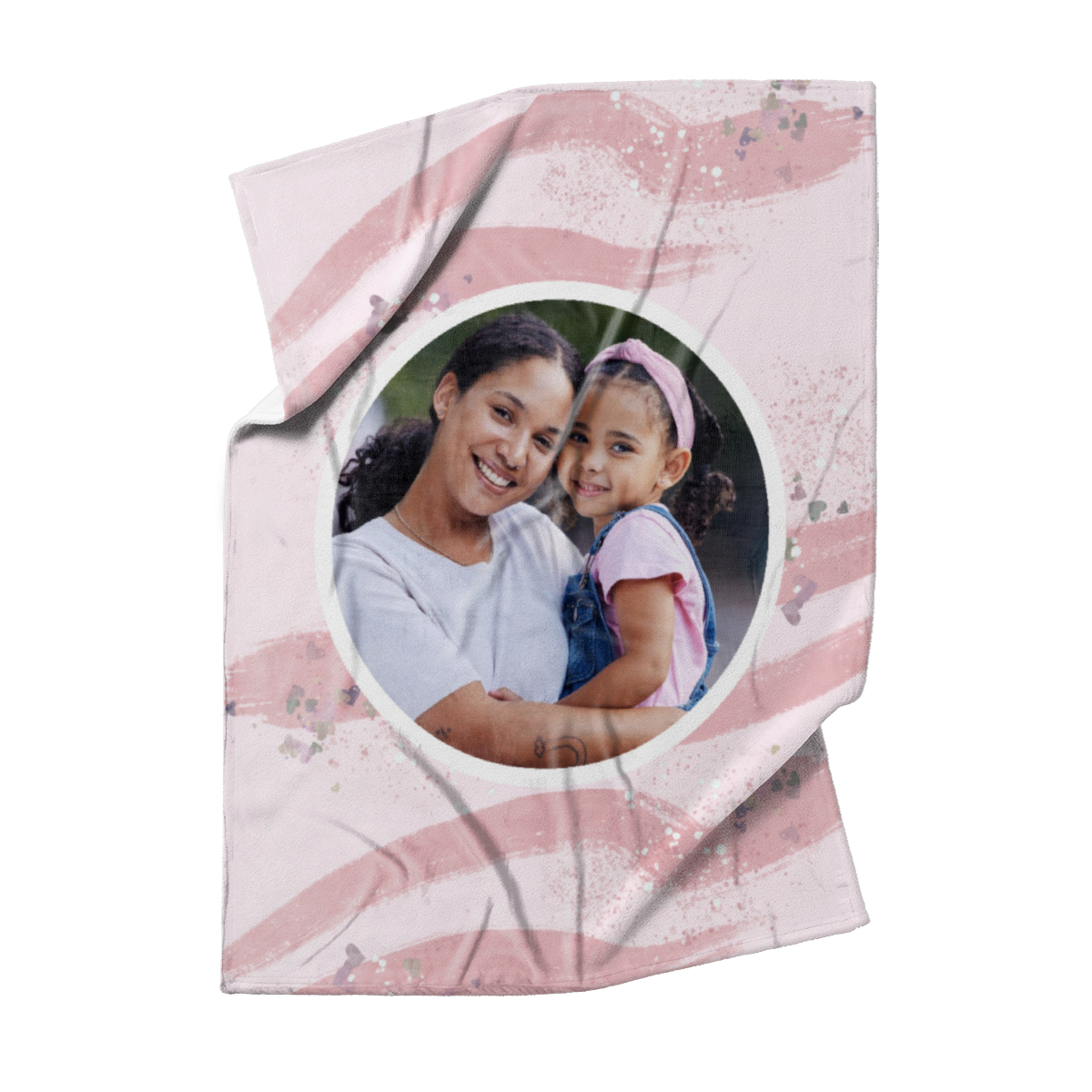 Kuscheldecke rosa 75 x 100 cm - mit Foto personalisierbar - Fotodecke selbst gestalten - Geschenkidee Muttertag, Geburtstag - Pinselstriche Hearts rose