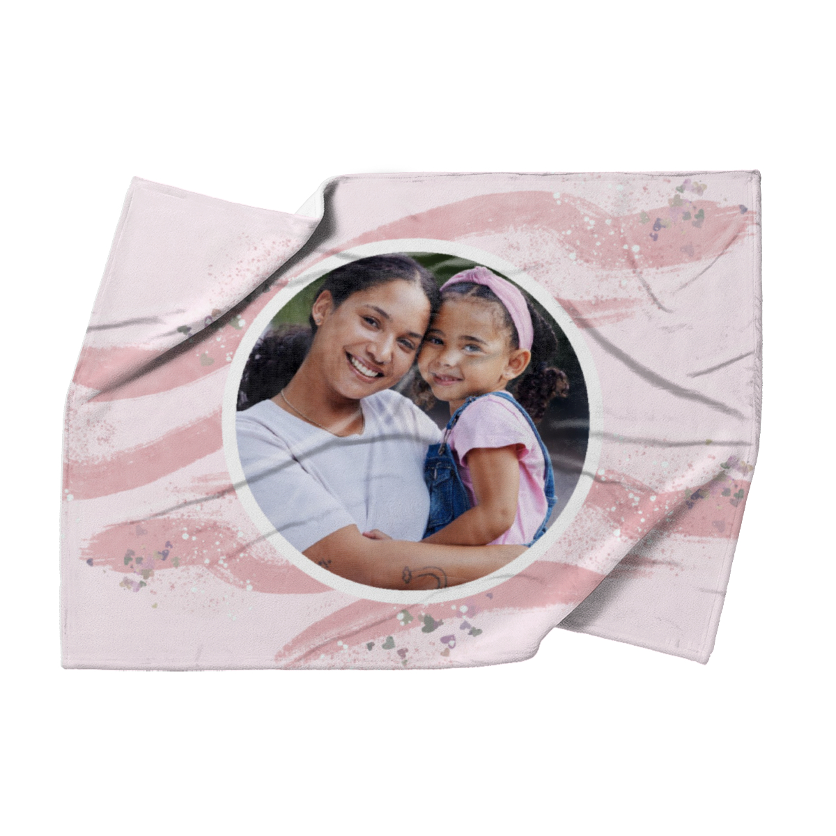 Kuscheldecke rosa 100 x 75 cm - mit Foto personalisierbar - Fotodecke selbst gestalten - Geschenkidee Muttertag, Geburtstag - Pinselstriche Hearts rose