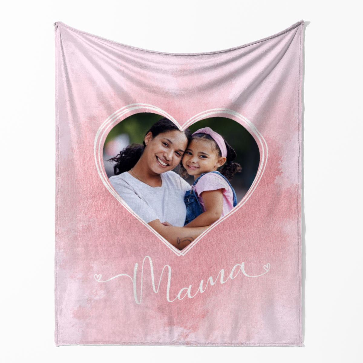 Kuscheldecke für Mamas 125 x 155 cm - mit Foto personalisierbar - Fotodecke selbst gestalten - Geschenkidee Muttertag, Geburtstag - Mama Herz
