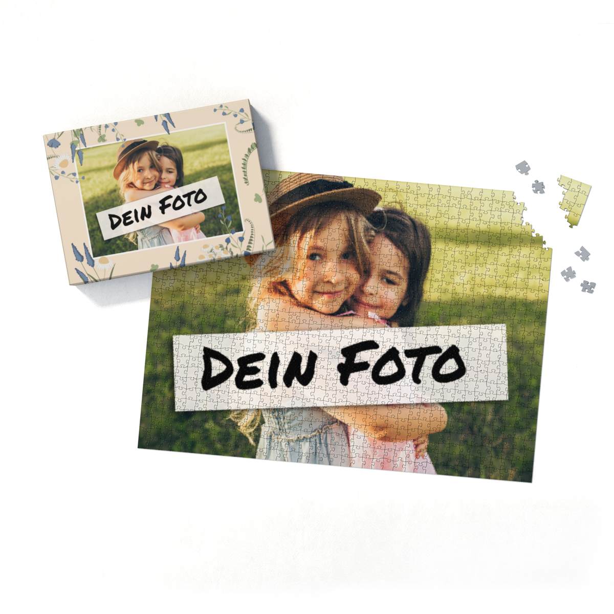 Fotopuzzle mit eigenem Bild - Puzzle selbst gestalten 1000 Teile - Schachtel Sommerwiese - mit Foto personalisiert - Geschenk Geburtstag