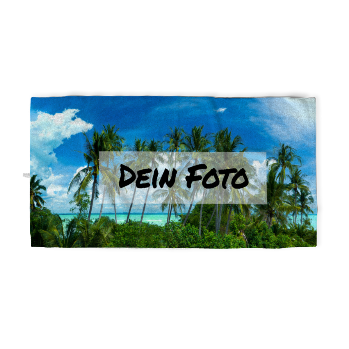 Badetuch mit Foto im Querformat - personalisiertes Fotostrandtuch - Foto-Badetuch Quer selbst gestalten - 1 Foto
