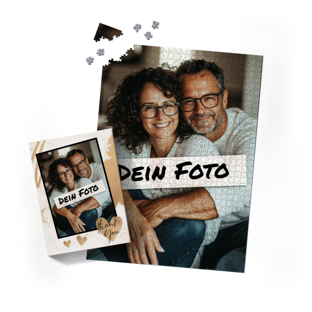 Fotopuzzle mit eigenem Bild - Puzzle selbst gestalten 2000 Teile Hochformat - Schachtel Thank you - mit Foto personalisiert - Geschenk Geburtstag, Freundschaft