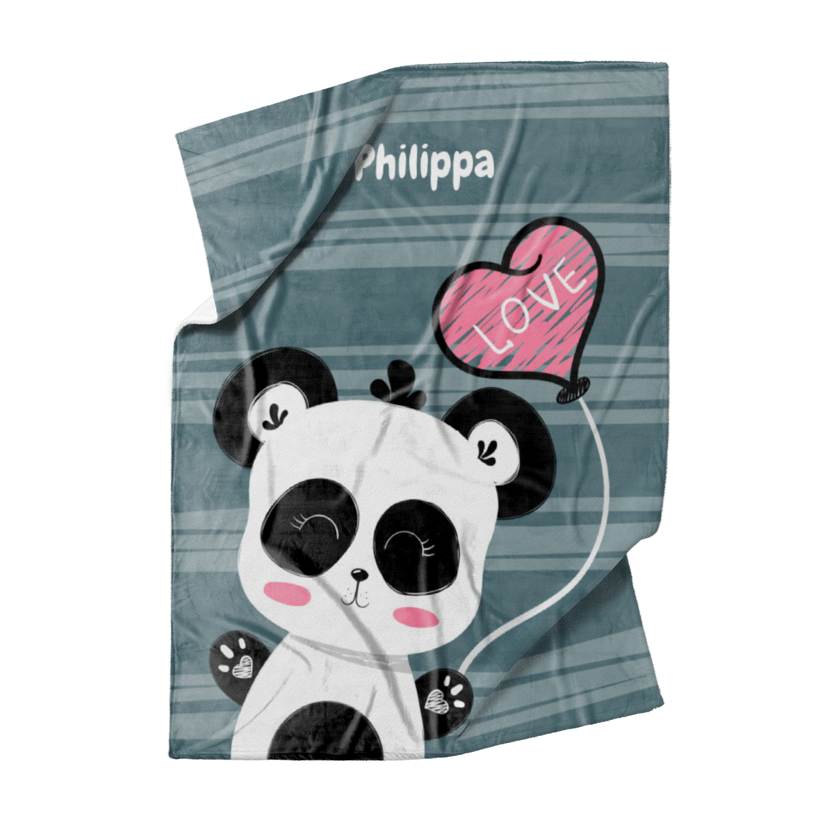 Babydecke mit Namen personalisierbar, Kuscheldecke, Namensdecke mit niedlichem Tiermotiv, Geschenkidee Geburtstag Motiv Panda Love 75 x 100 cm