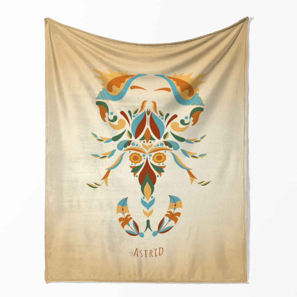 Sternzeichen Wohndecke Skorpion floral mit Namen personalisierbar