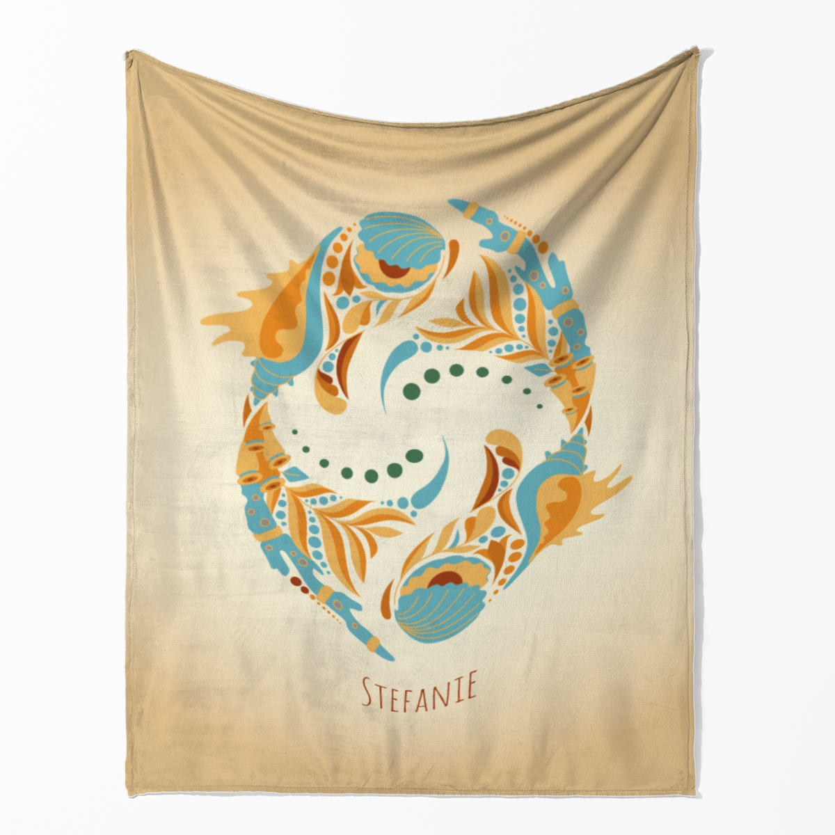 Sternzeichen Wohndecke Fische floral mit Namen personalisierbar