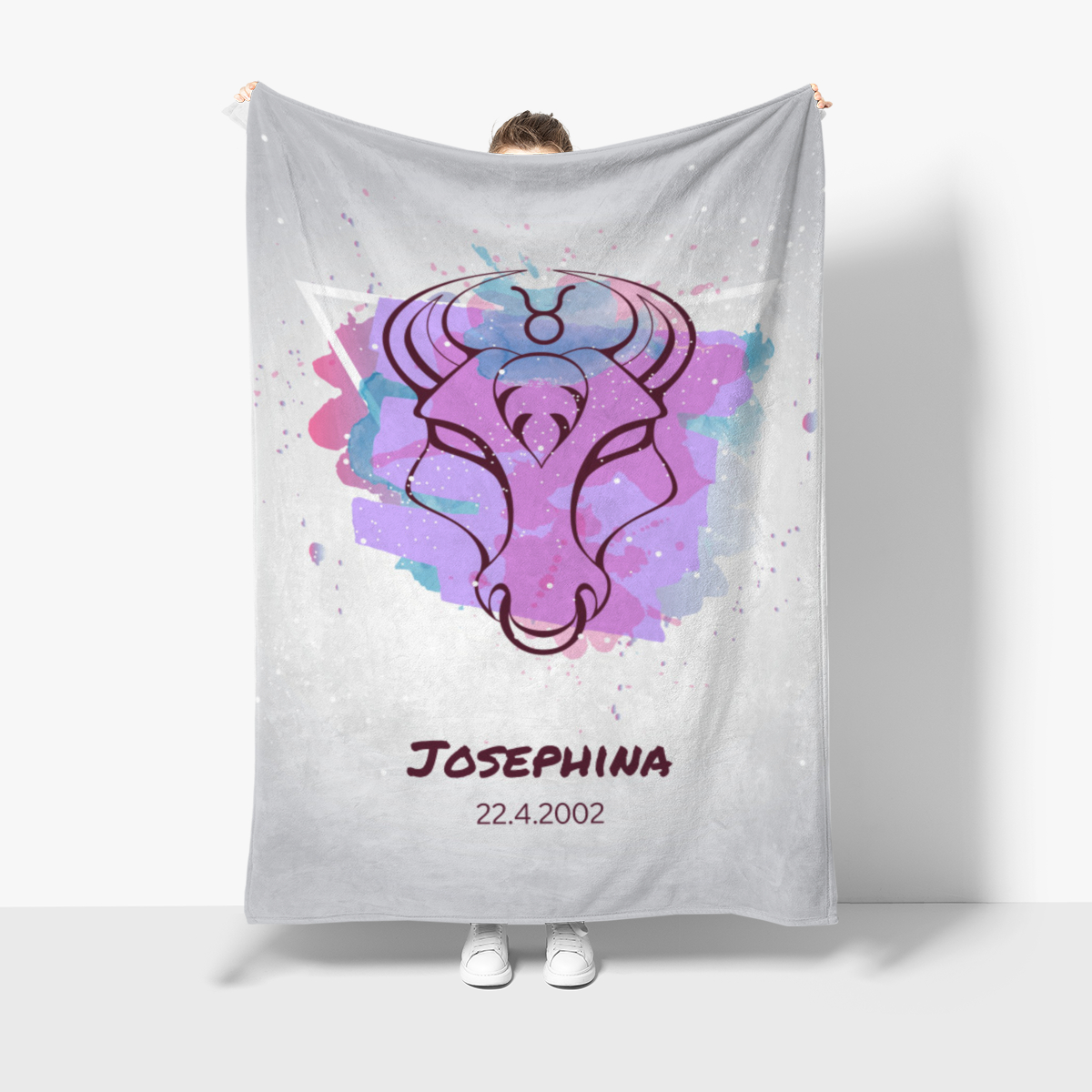 Sternzeichen Wohndecke Stier Splashes mit Namen personalisierbar