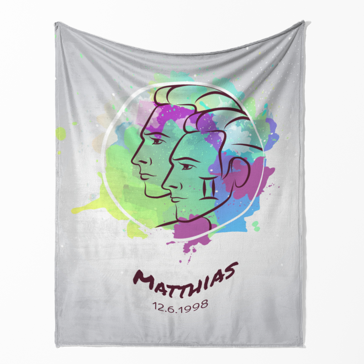Sternzeichen Wohndecke Zwillinge Splashes mit Namen personalisierbar