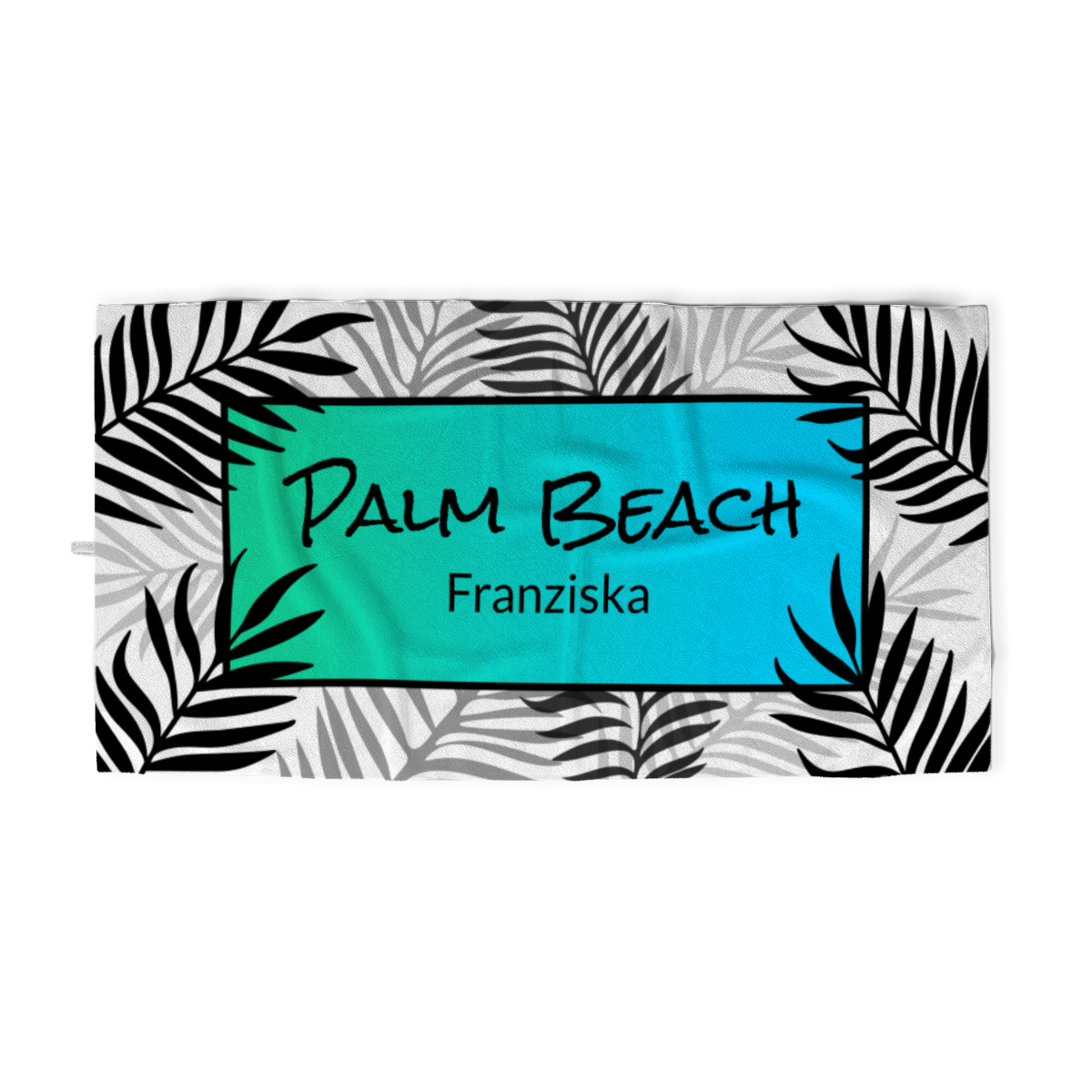 Handtuch Sommer - mit Namen personalisierbar - personalisiertes Namens-Handtuch mit Wunschtext - Palmenblätter