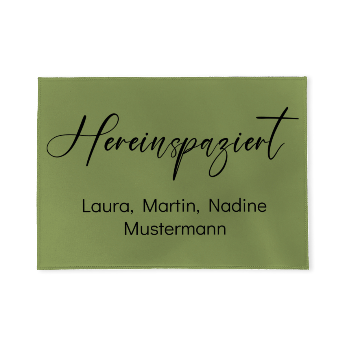 Fußmatte mit Namen personalisierbar - Geschenkidee Einzug, Geburtstag, Richtfest, Umzug - Fussmatte mit Namen - Motiv Hereinspaziert grün 70 x 50 cm