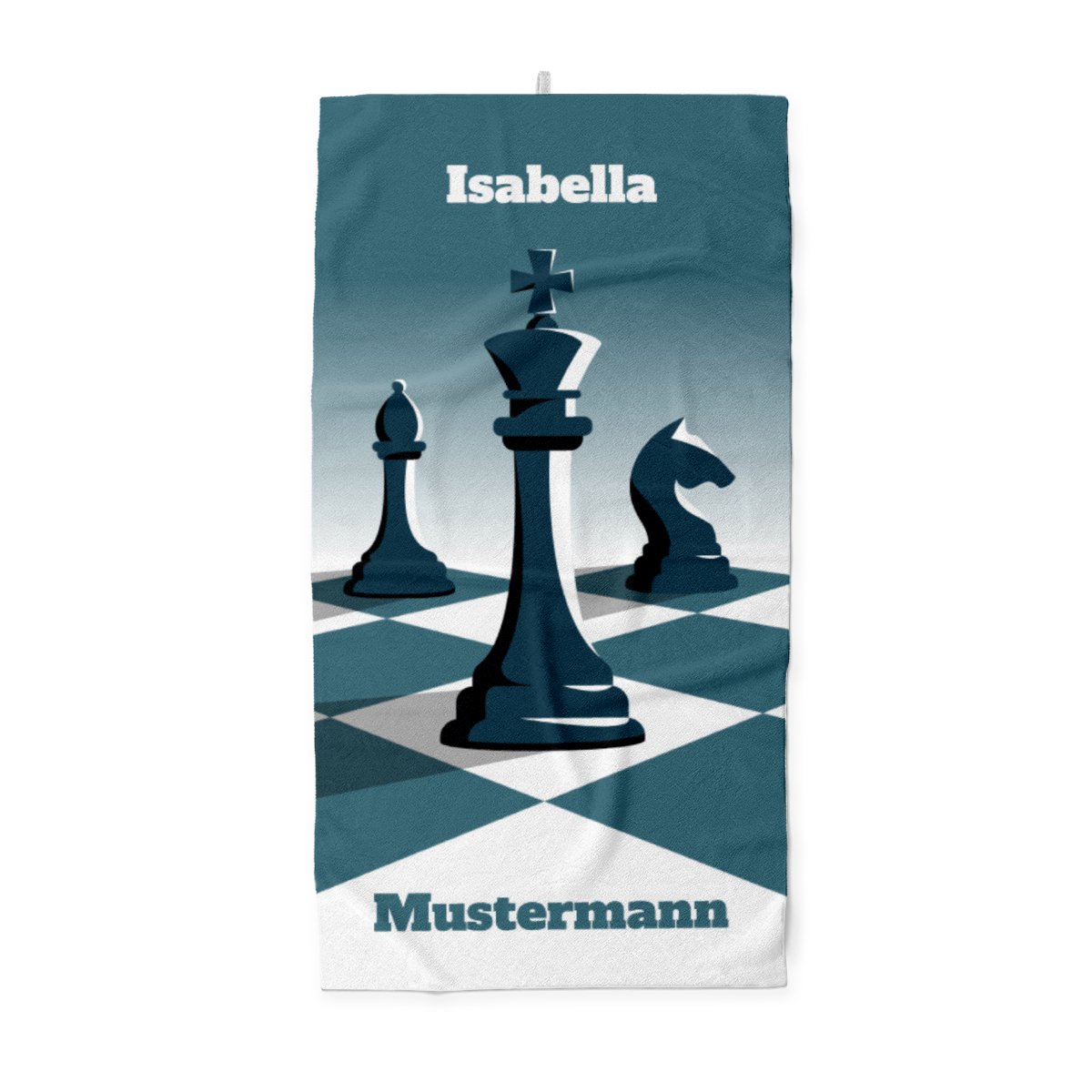 Handtuch Schach - mit Namen personalisierbar - personalisiertes Namens-Handtuch mit Wunschtext - Schachfiguren König
