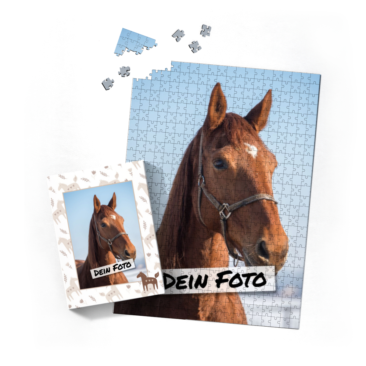 Fotopuzzle personalisiert 500 Teile Hoch Erwachsene - Schachtel Skandipferde
