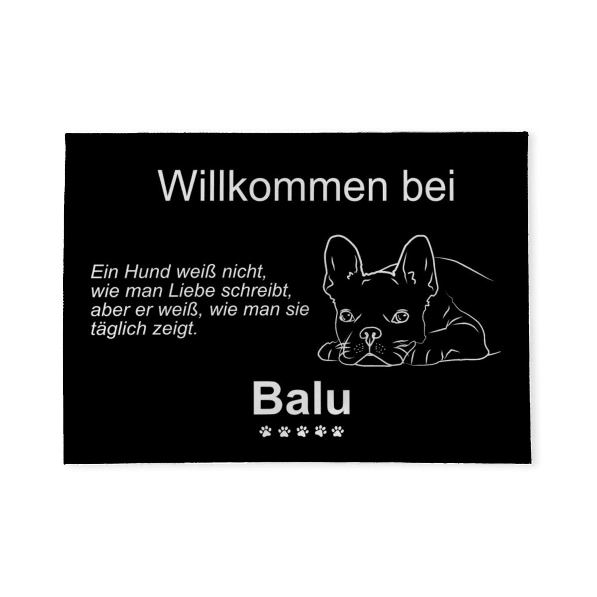 Personalisierte Fußmatte mit Französischer Bulldogge schwarz 70 x 50 cm