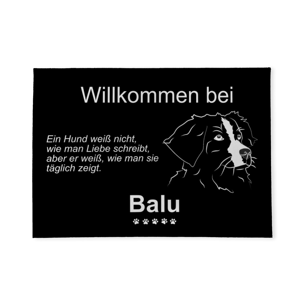Personalisierte Fußmatte mit Mischling schwarz 70 x 50 cm