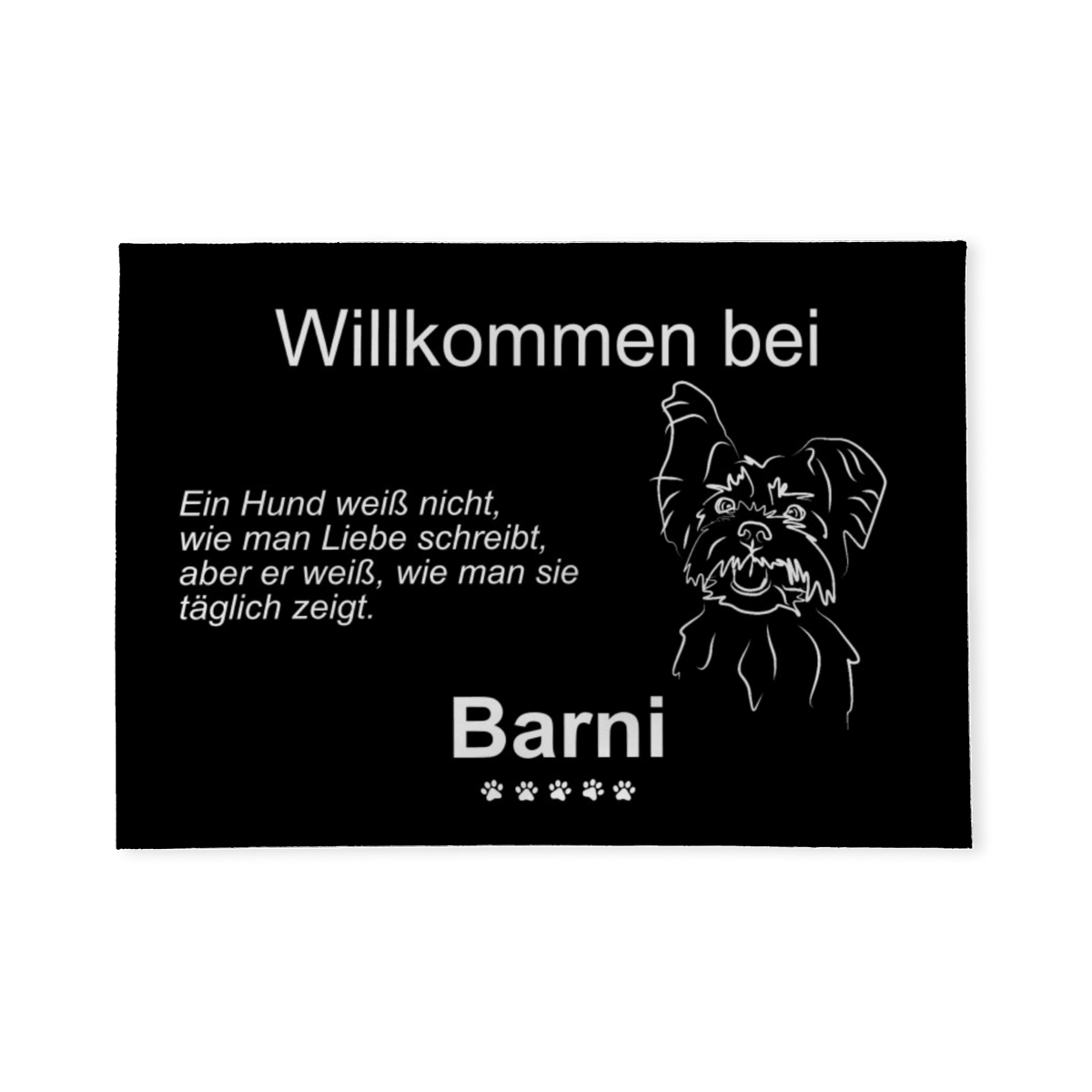 Personalisierte Fußmatte mit Yorkshire Terrier schwarz 70 x 50 cm