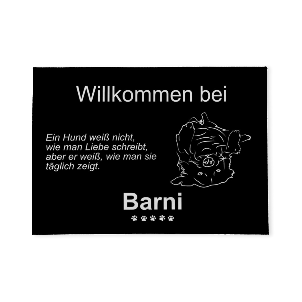 Personalisierte Fußmatte mit niedlichem Hund schwarz 70 x 50 cm
